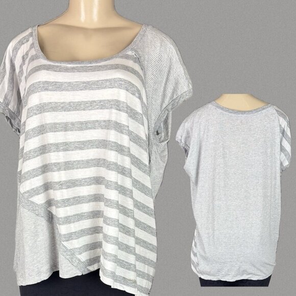 Calvin Klein Performance XL Gray Multiple Striped Scoop Neckline Muscle Tee - Picture 1 of 6